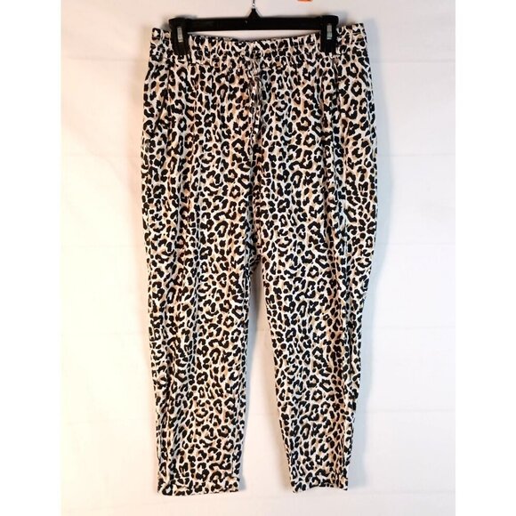 J. Crew Factory Pants - J Crew Linen Blend Animal Print Joggers Drawstring Waist 8